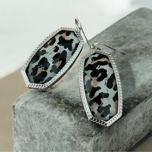 Silver and Black Leopard Drop Earrings